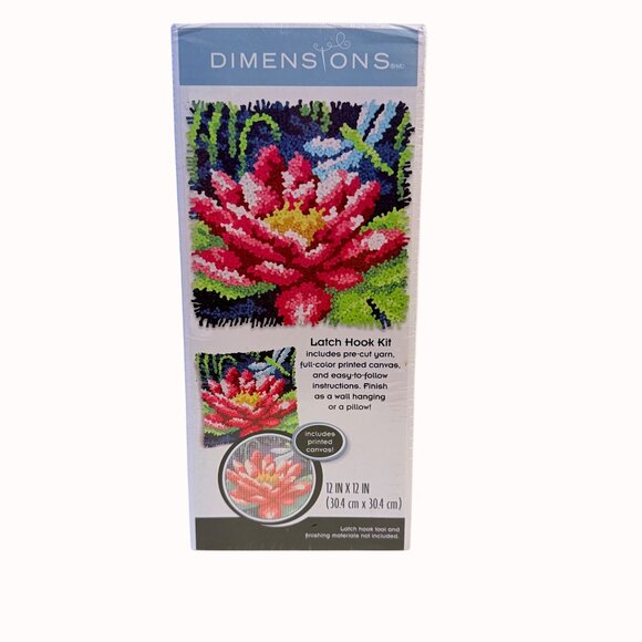 Dimensions Latch Hook Kit DIY Craft Lily Pad Dragonfly 12 X 12 Art Supply - Picture 8 of 8